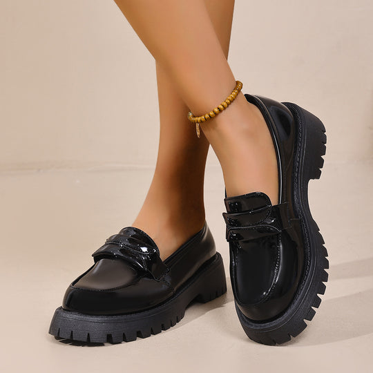 Damen Modische Leder-Mokassins mit rutschfester Profilsohle R&B