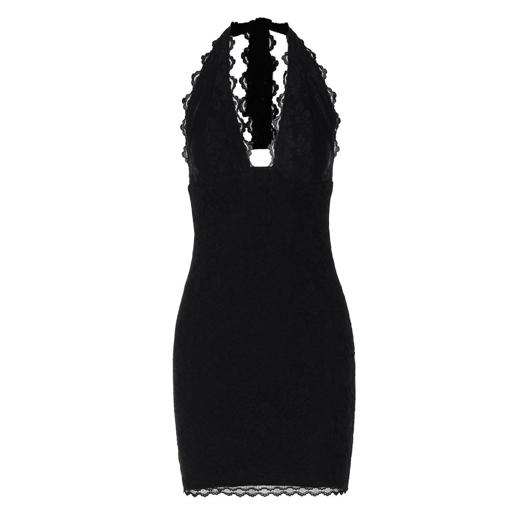 Damen Spitzen-Minikleid mit verführerischem V-Ausschnitt und eleganten Details R&B