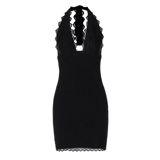 Damen Spitzen-Minikleid mit verführerischem V-Ausschnitt und eleganten Details R&B