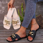 Damen Elegante Mules mit dekorativem Ketten-Design R&B