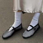 Damen Ballerinas mit goldenem Netzdesign und modischem Riemchen