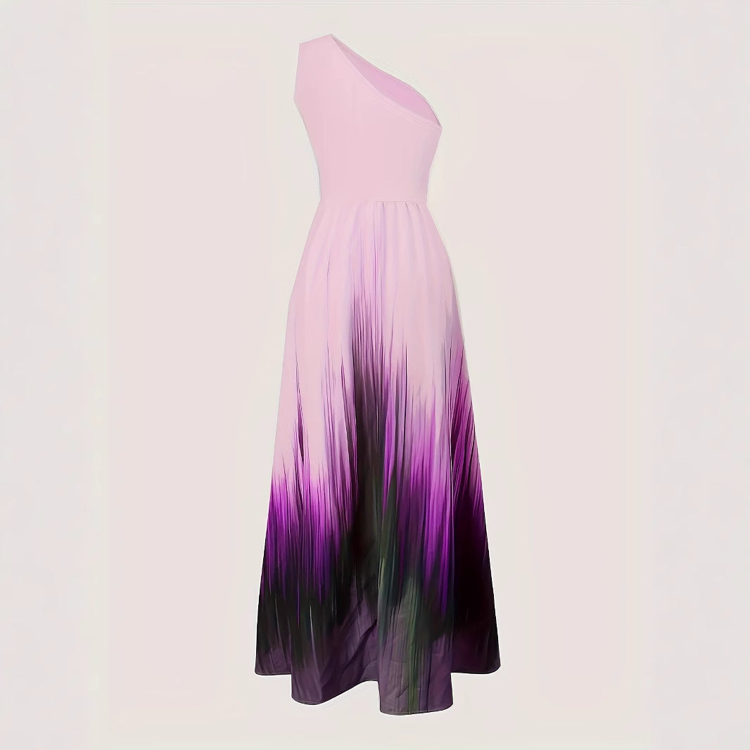 Damen Maxikleid mit asymmetrischem Schnitt und farbenfrohem Ombre-Design R&B