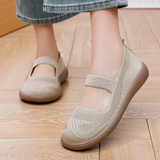 Damen Komfortable und atmungsaktive Ballerinas mit elastischem Riemen R&B