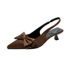 Damen Slingback-Pumps mit dekorativer Schleife und hochwertiger Velours-Oberfläche R&B