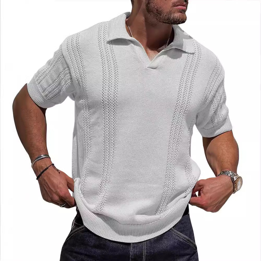R&B | Hohles POLO-Shirt mit V-Ausschnitt