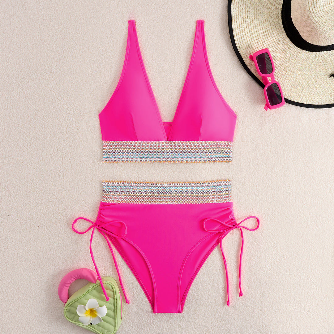 Damen Hochtailliertes Bikini-Set mit trendigen Schnürdetails R&B
