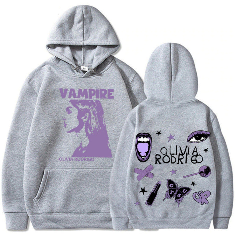Damen Kapuzenpullover mit künstlerischem Vampir-Print und oversized Schnitt