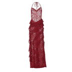Damen Elegantes Abendkleid mit feiner Spitze und Rüschendetails R&B