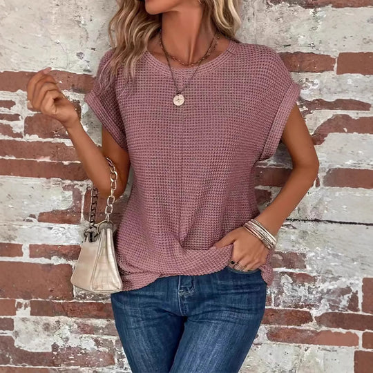 Damen lässiges Waffelstrickshirt R&B