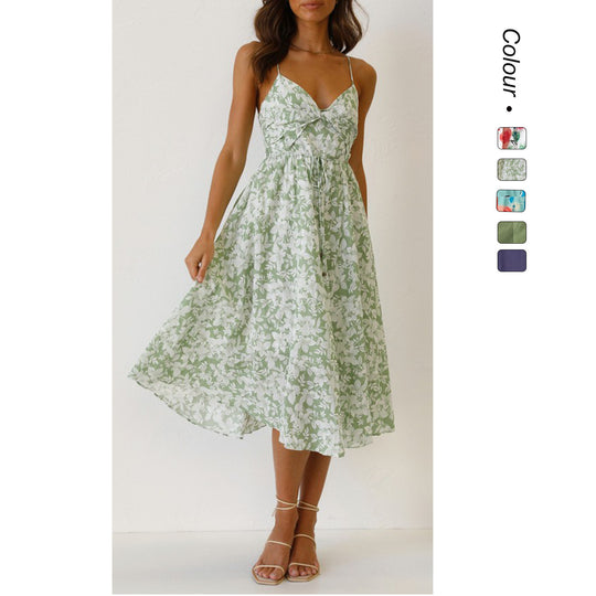 Damen Midikleid mit elegantem Wickeldesign und floralem Mustermix R&B