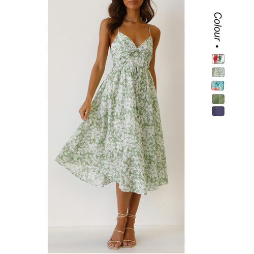 Damen Midikleid mit elegantem Wickeldesign und floralem Mustermix R&B