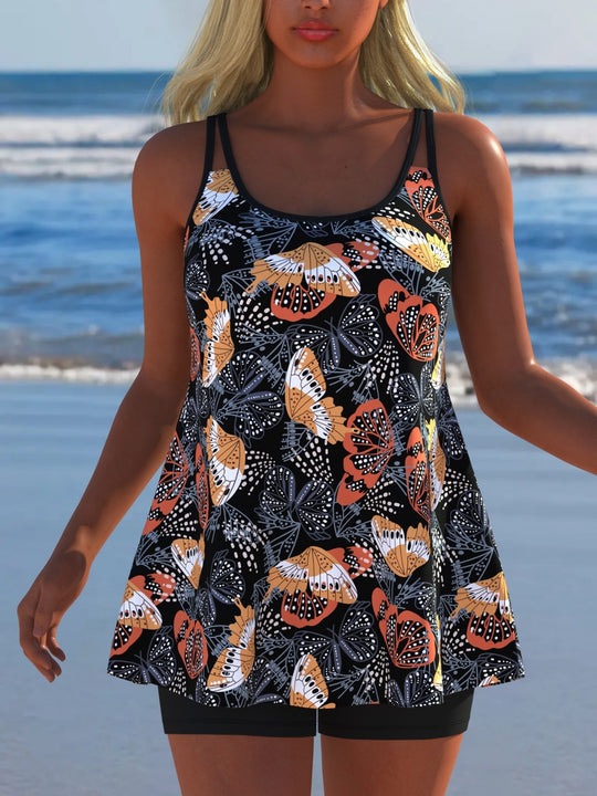 Damen Schwimmanzug mit modischem A-Linien-Schnitt und floralem Design R&B