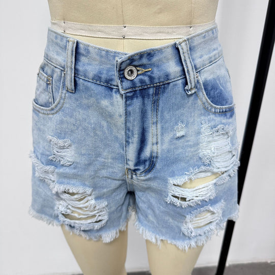 Damen Destroyed Denim-Shorts im lässigen Stil R&B