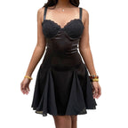 Damen Elegantes Nachthemd mit Spitzenoberteil und schwingendem Saum R&B