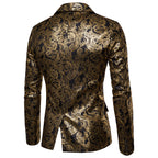 Herren exklusiver Paillettenblazer mit goldenen Verzierungen und modernem Schnitt R&B