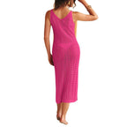 Damen Häkel-Maxikleid mit feinem Strukturmuster EB