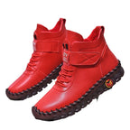 Herren nan knöchelhohe Freizeit-Lederimitat-Boots mit Klettverschluss gepolsterter Komfortinnensohle und profilierter Gummilaufsohle R&B