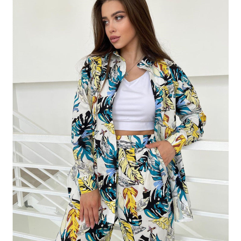 Damen modisches Ensemble mit floralem Muster und weitem Schnitt R&B