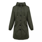 Damen nan leichter Regenparka mit Kapuze, überlanger Knopfleiste, Tunnelzug und aufgesetzten Taschen R&B