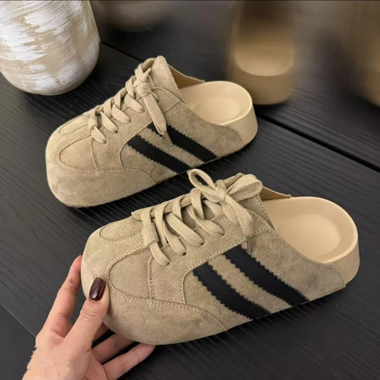 Damen Clogs im sportlichen Design mit hochwertigem Wildleder und klassischer Schnürung R&B
