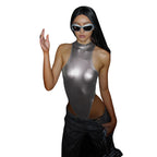 Damen Sportlicher Einteiler mit hohem Kragen R&B