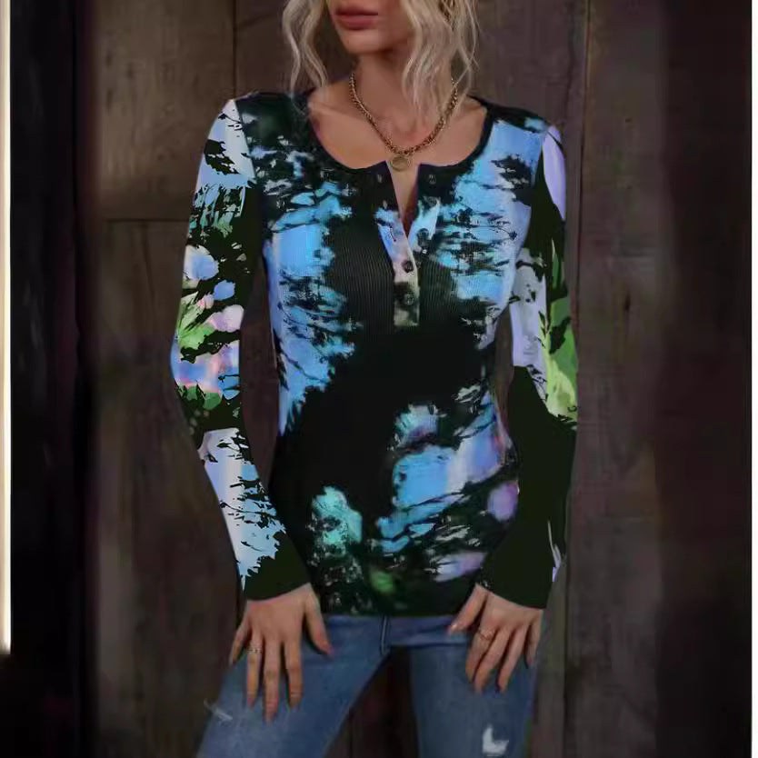 Damen Langarmshirt mit buntem Farbverlauf