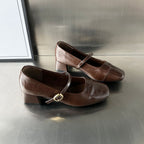 Damen Elegante Ballerinas mit dekorativem Riemen und hochwertiger Lederoberfläche R&B