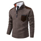 Herren eleganter Pullover mit Stehkragen und praktischer Brusttasche R&B