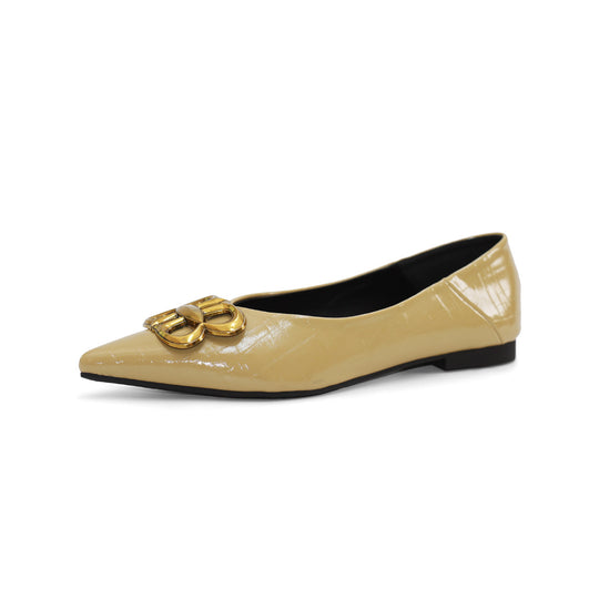 Damen Ballerinas mit elegantem Spitzenbereich und luxuriösem Schnallenakzent R&B