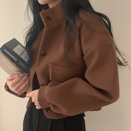 Damenjacke aus hochwertigem Wollmix mit lässigen Taschen und Oversized-Schnitt