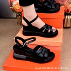 Damen Komfortable Wedge-Sandalen mit verstellbarem Riemen und stoßdämpfender Sohle R&B