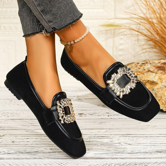Damen elegante Ballerinas mit funkelnder Schmuckapplikation R&B
