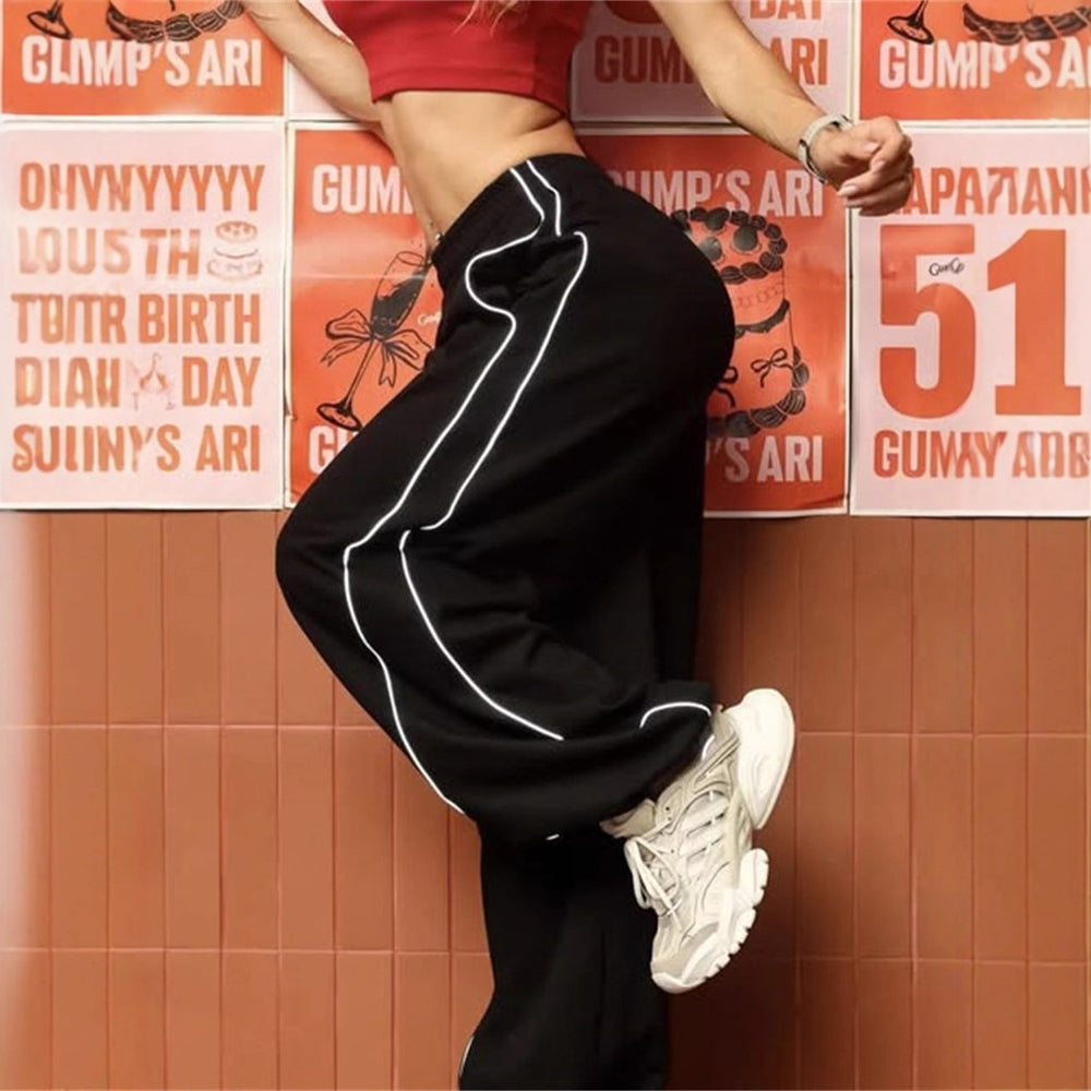 Damen lässige Sporthose mit seitlichem Streifen und praktischen Taschen R&B