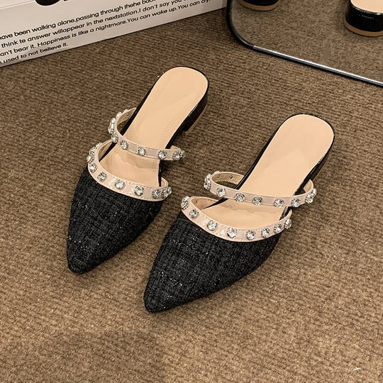 Damen elegante Mules mit funkelnden Strassdetails R&B