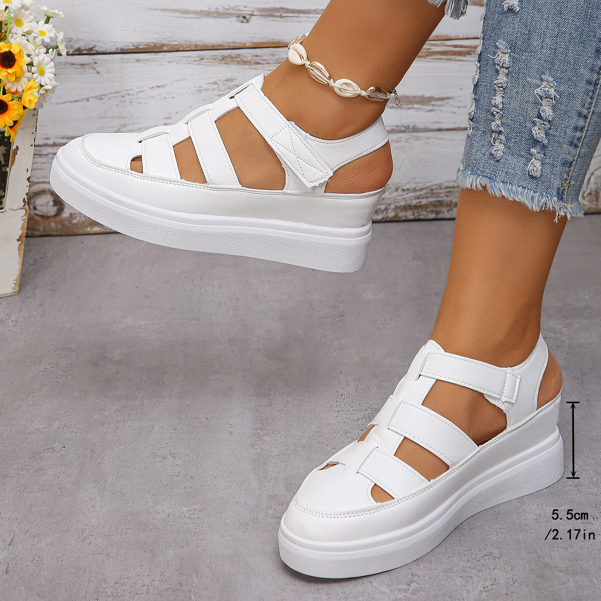 Damen Wedge-Sneaker mit verstellbaren Riemen und rutschfester Sohle R&B