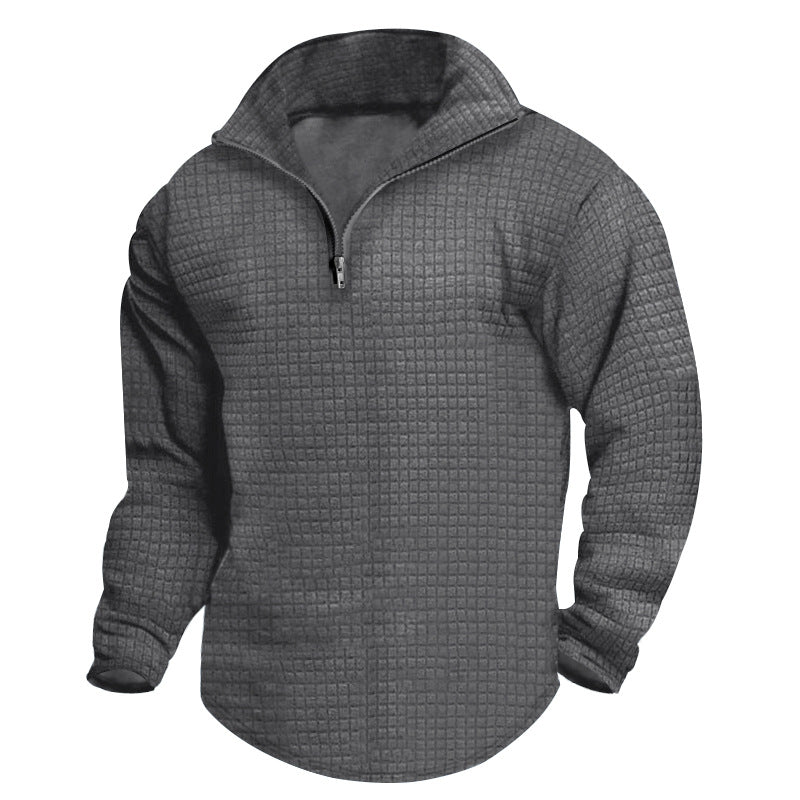 Herren bequeme Fleecejacke mit modernem Reißverschluss und strukturiertem Design R&B