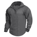 Herren nan Stehkragen-Sweatshirt mit quadratischer Struktur und kurzem Frontzip R&B