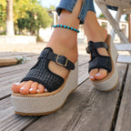 Damen Komfortable Plateau-Sandalen mit verstellbaren Riemen