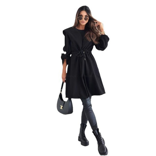 Damen lockerer Kapuzensweatcoat mit verstellbarem Taillenzug und eleganten Details R&B