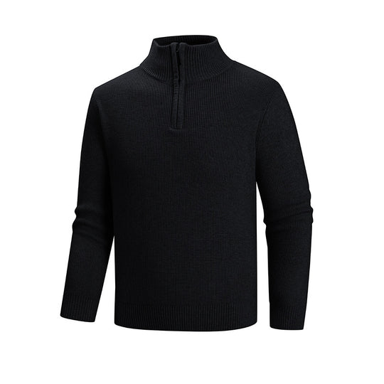 Herren modischer Strickpullover mit halbem Reißverschluss und strukturiertem Muster R&B