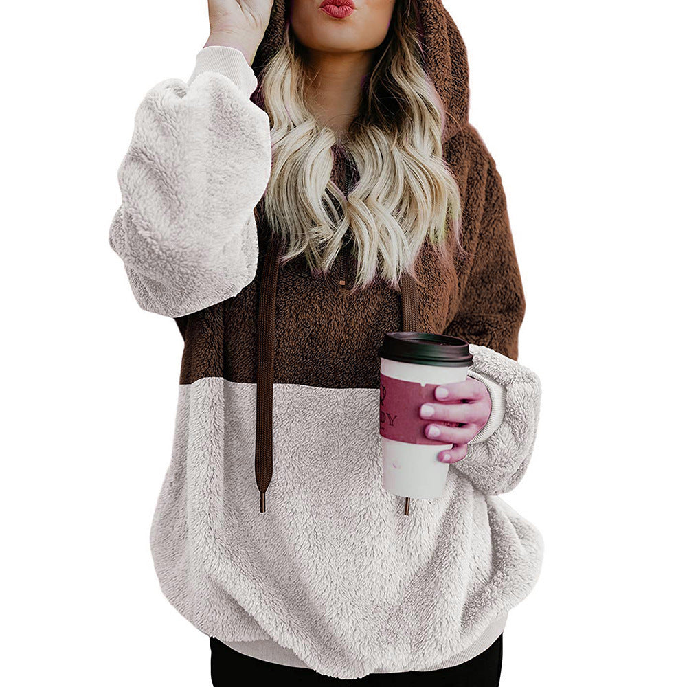 Damen weicher Fleece-Hoodie mit Kapuze und großen Taschen R&B