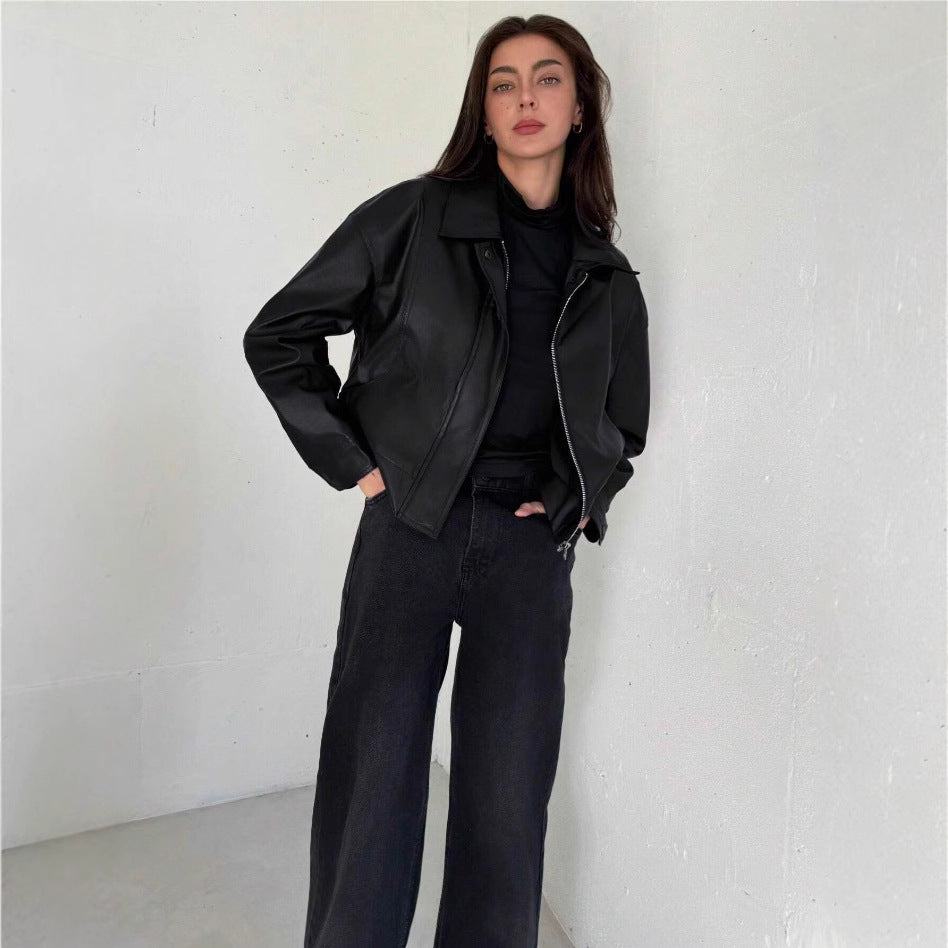 Damen Kunstlederjacke im modernen Biker-Stil R&B