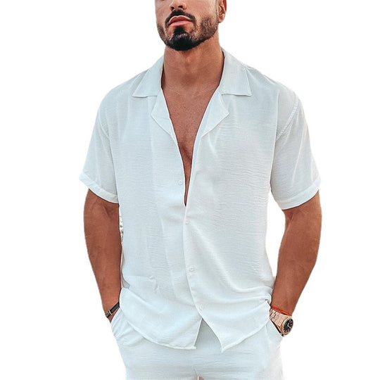 Herren Kurzarm Hemd mit leichtem Gewebe und klassischem Kragen R&B