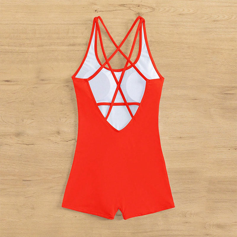 Damen Einteiler Badeanzug mit modernem Cross-Back-Design