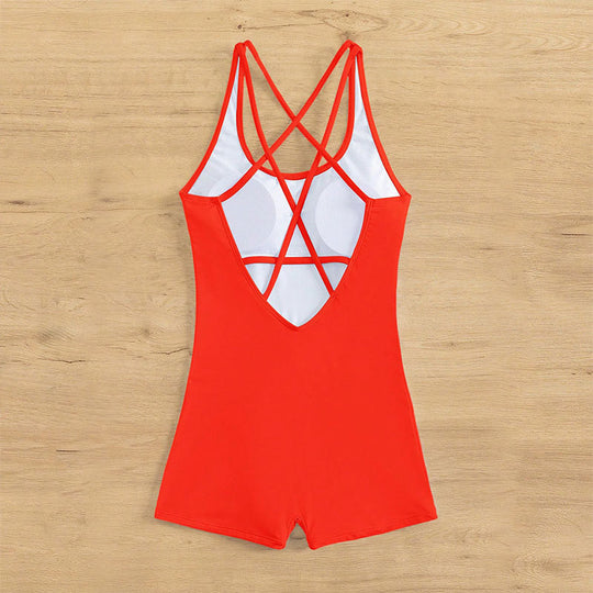 Damen Einteiler Badeanzug mit modernem Cross-Back-Design R&B