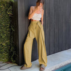 Damen Weit geschnittene High-Waist-Hose mit BindR&Band und schickem Faltenwurf R&B