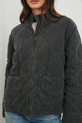 Damen gesteppte Utility-Jacke mit praktischen Taschen und hohem Kragen R&B