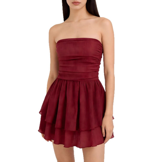 Damen Wickelkleid mit gerafftem Oberteil und fließendem Rock R&B