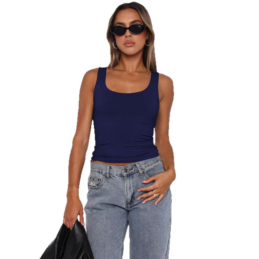 Damen Top mit breiten Trägern und figurbetontem Schnitt R&B
