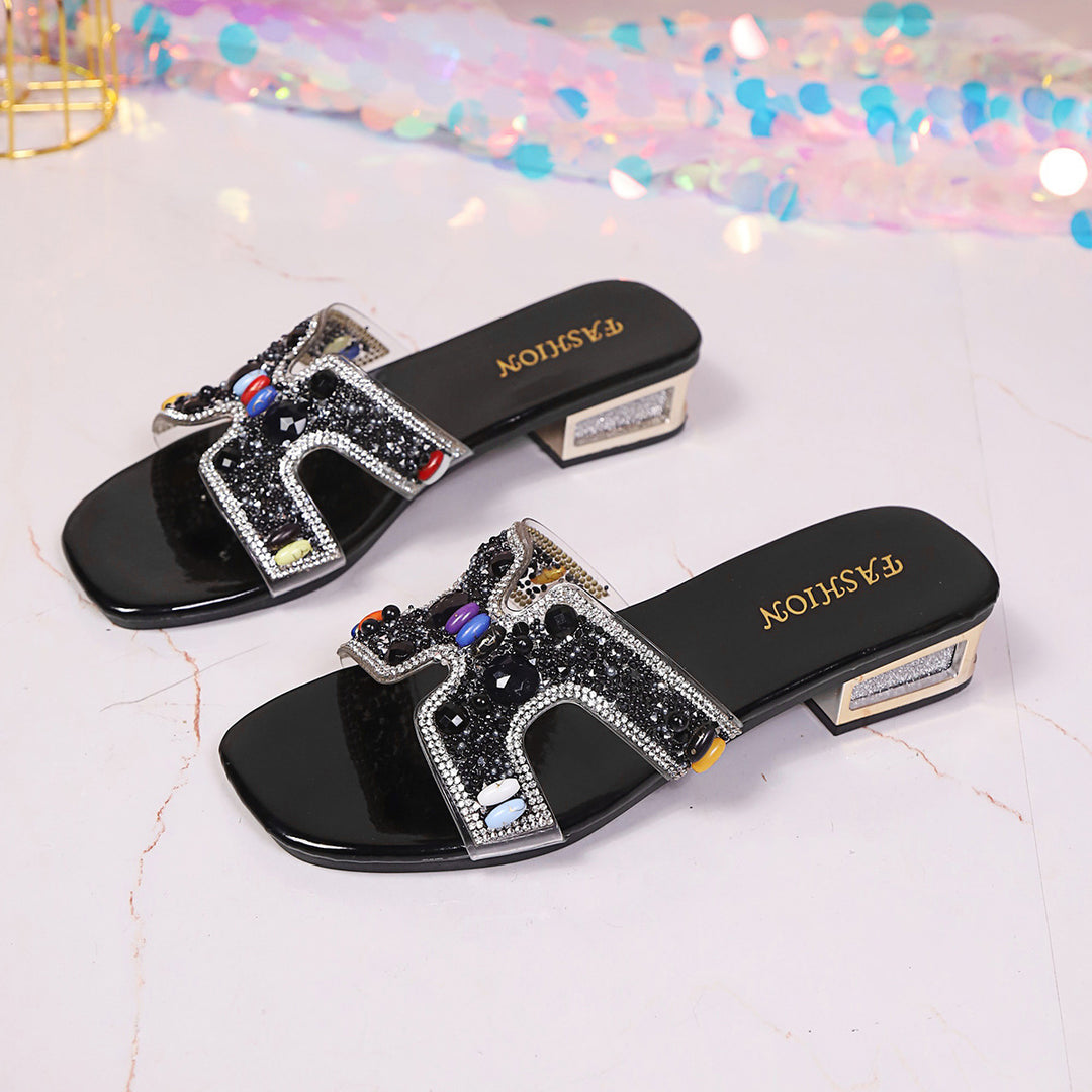 Damen Glamouröse Slipper mit funkelndem Dekor und bequemer Sohle R&B
